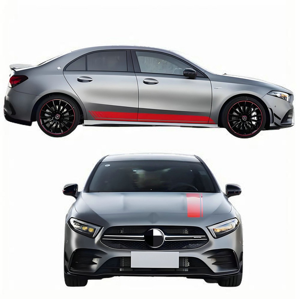 Graphics Vinyl Sticker Decal For Mercedes A35 Amg Car Hood Rear Side Stripes