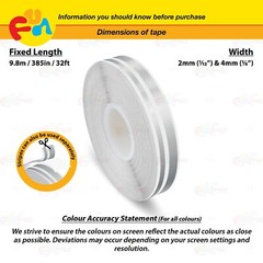 SILVER GREY 1/12″ & 1/6″ Roll Vinyl Pinstriping Stripe Double Line Tape Sticker