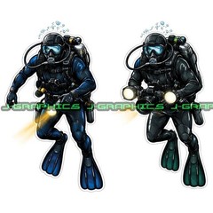 Scuba Diver Diving Dive Vinyl Decal Sticker 2 Pack F