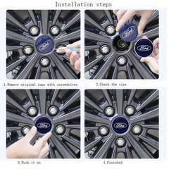 4PCS 54mm Self-Powered Floating LED Wheel Hub Light Wheel Center Caps for Ford