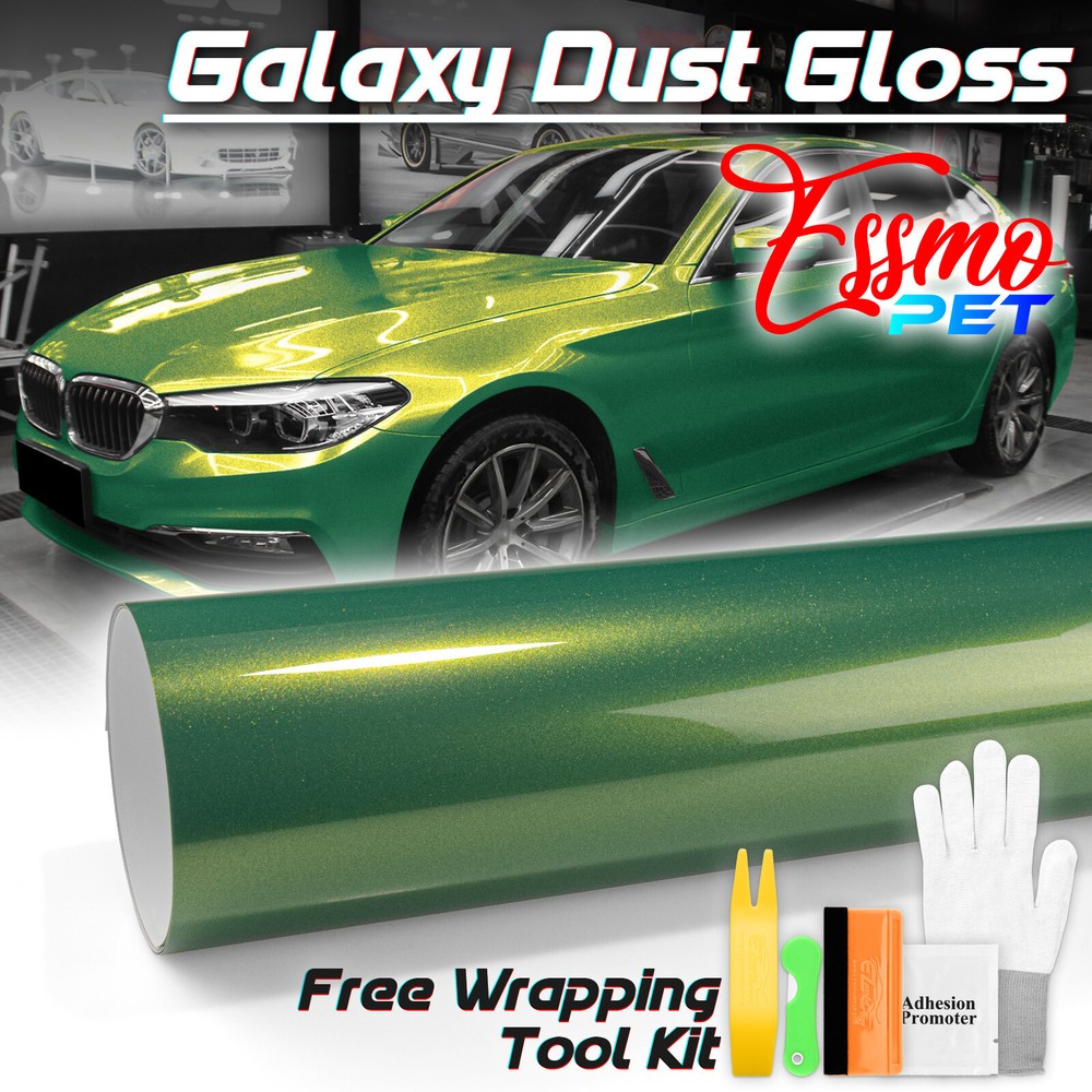 ESSMO PET Galaxy Dust Gloss Emerald Green Auto Car Vinyl Wrap Decal Sticker