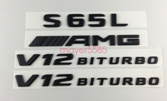 S65L AMG V12 BITURBO Trunk Emblem Badge Sticker for Mercedes Benz Matte black