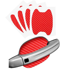 Red Carbon Fiber Car Door Handle Protector Film Anti Scratch Sticker 4PCs Set