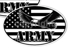 American Flag Eagle Army Stickers Oval Decals Choose Size 2 pack #L