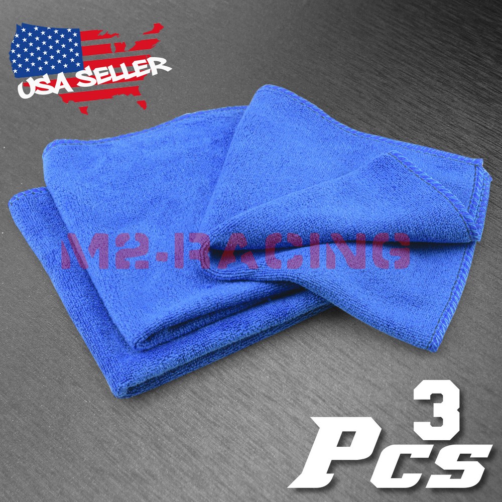 3pcs Microfiber Cleaning Cloth Towel Rag Car Polishing No Scratch Auto Detailing