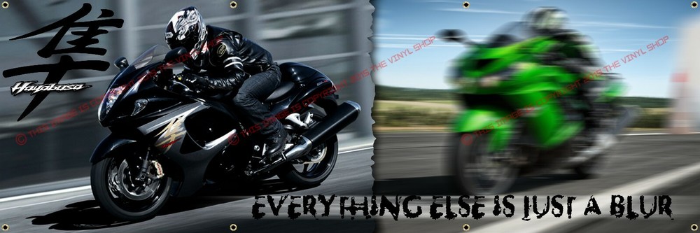 6ft x 2ft Suzuki Hayabusa Garage Banner sport bike, fastest bike ever