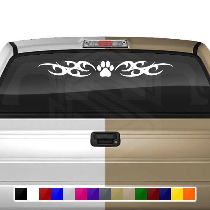 168-01 DOG PAW PRINT Windshield Decal Window Sticker Vinyl Graphic Dog Tribal
