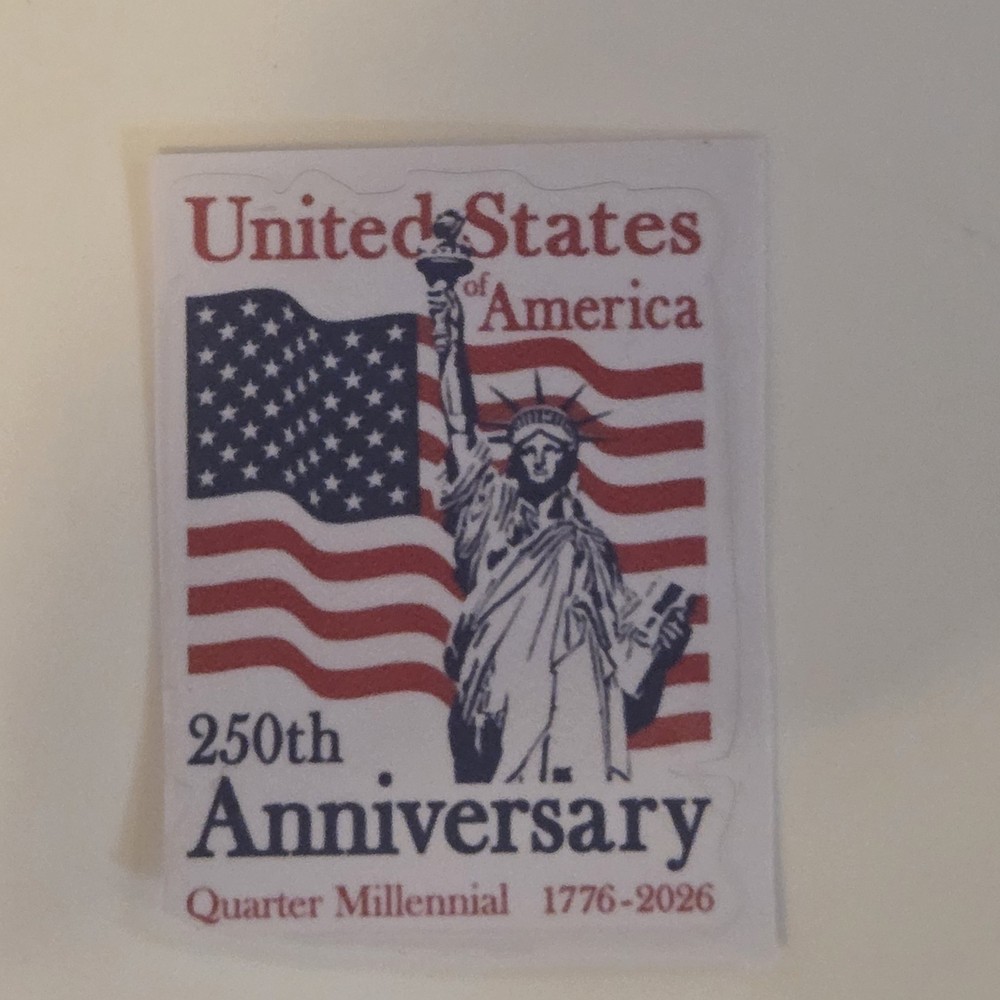 USA Flag Statue Of Liberty 250th Anniversary Years Decal Sticker 1.75″ x 1.75″