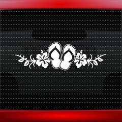 Hibiscus #6 Hawaiian Flower Cute Car Decal Window Sticker Flip Flop (20 COLORS!)