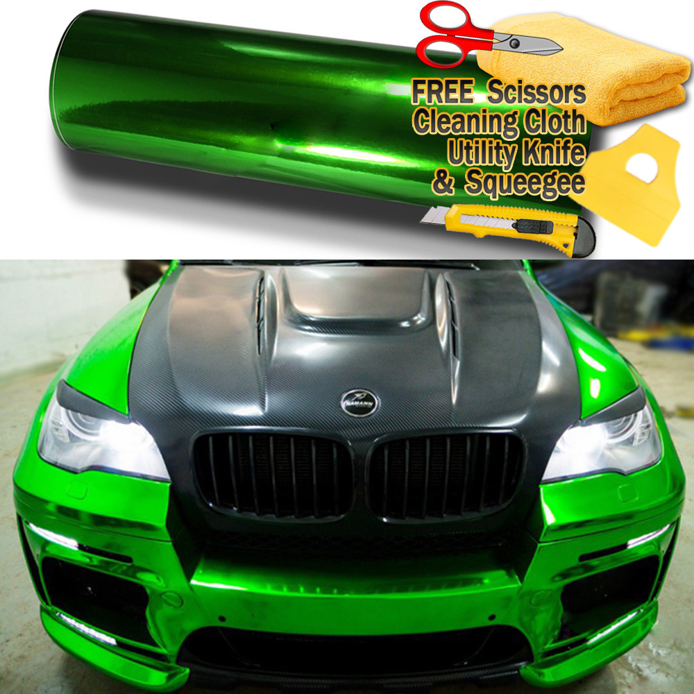 60″ x 60″ Green Chrome Mirror Vinyl Film Wrap Sticker Stretchable 5ft x 5ft