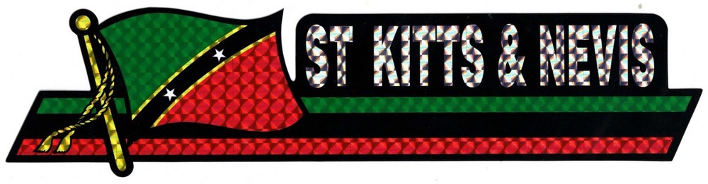 Pack Of 6 St. Kitts & Nevis Flag 3″x12″ Reflective Decal Bumper Sticker DCX-198