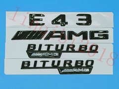 Flat Gloss Black E43 AMG BITURBO Trunk Embl Badge Sticker for 2017 Mercedes Benz
