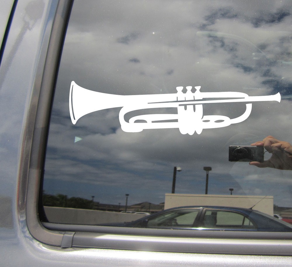 Trumpet Instrument – Brass Wind Band Car Window Vinyl Decal Sticker 10343