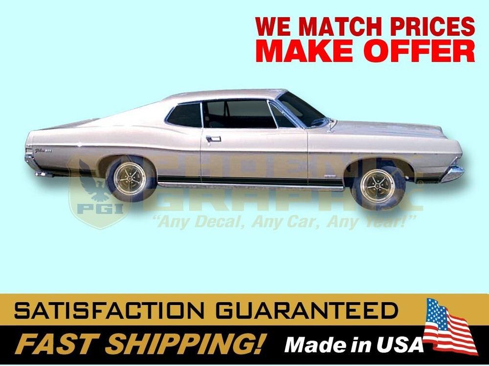 compatible with , 1968 Galaxie 500 XL Lower Stripes Decals Graphics COMPLETE KIT