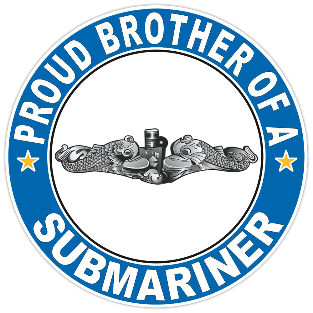 Proud Brother of a Submariner Silver Dolphins Round Bumper Sticker Military 5″