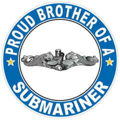 Proud Brother of a Submariner Silver Dolphins Round Bumper Sticker Military 5″