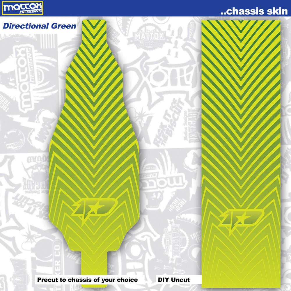 Custom RC car chassis skins- Directional Green- Custom fit for your ride