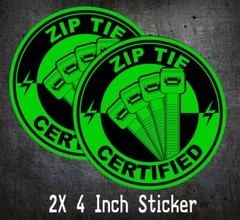 2X Zip Tie Certified Lime Green Round Sticker Decal JDM ZIPTIE Tech Fits STI EVO