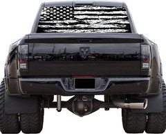 Truck Back Window Graphics American Flag (P531) See Through Rear Decal Wrap Tint