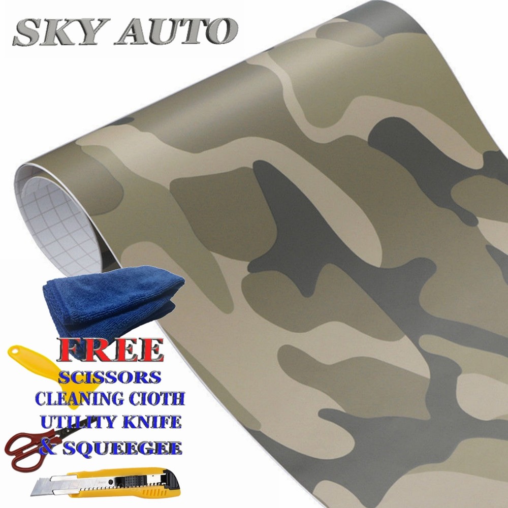 ( 3FT x 5FT ) Military Green Camouflage Matte Vinyl Car Wrap Film + Free Tools