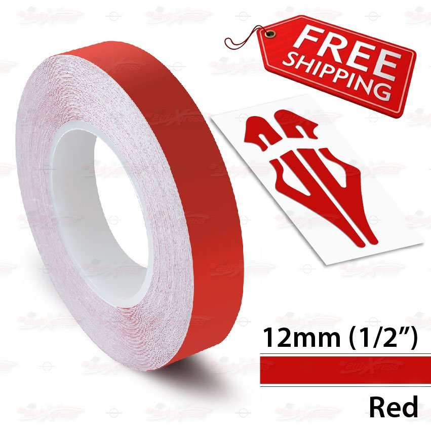 RED 12mm 1/2″ Roll PIN STRIPE Car Striping Trim Line TAPE Decal Vinyl Sticker