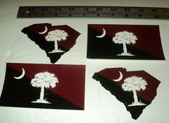 Lot 4 mixed South Carolina SC State Vinyl State Flag Stickers Decals GAMECOCKS!