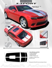 Factory Rally Vinyl Graphic Hood Decals Pro Racing Stripes 3M for 2014 SS Camaro