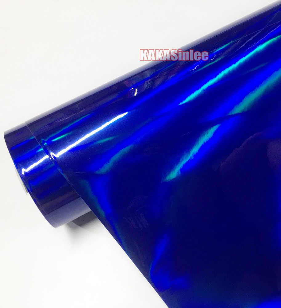 50FT Blue Glossy Laser Chrome Chameleon Entire Car Vinyl Wrap Hood Sticker US