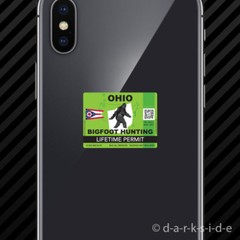 (2x) Ohio Bigfoot Hunting Permit Cell Phone Sticker Mobile Sasquatch Lifetime
