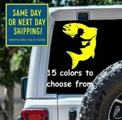 9 Sizes Fisherman Fishing Car Window Decal Sticker Macbook Tablet Laptop Gift