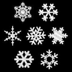 Carbon Fiber Snowflakes Stickers 7 Pack Wintertime Decals