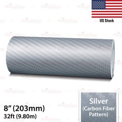8″ Vinyl Pinstriping Pin Stripe Styling Tape Sticker 203mm CARBON FIBER SILVER