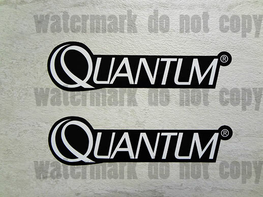 2x Quantum Black Sticker Decals Sponsor Fishing Boat Competition Tackle box Reel