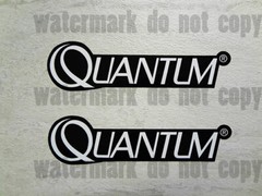 2x Quantum Black Sticker Decals Sponsor Fishing Boat Competition Tackle box Reel