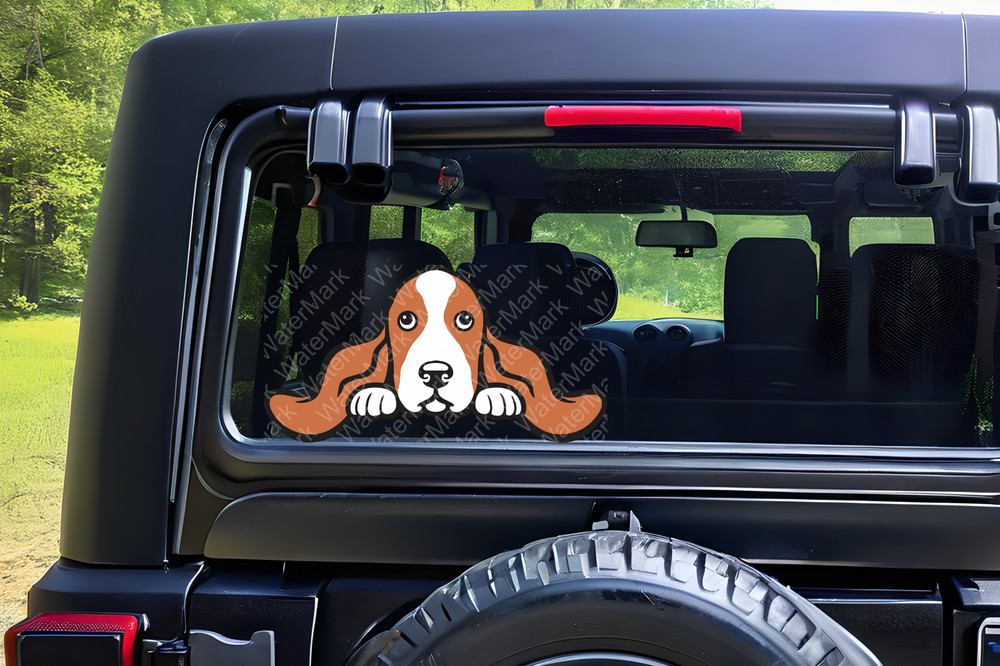 Basset Hound Dog Decal sticker window cling, easy apply uv water resistant