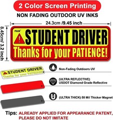 Student Driver Magnet Bumper Stickers For A New Driver Magnet Car Sign (3 Pack)