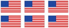 6 mini 1×1.75-inch AMERICAN FLAGS Vinyl Stickers Decals Flags Hard Hats Helmets