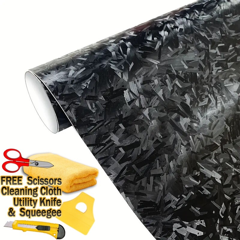 720″x60″ Premium Forged Black Carbon Fiber Vinyl Wrap Film Satin Matte 60ftx5ft