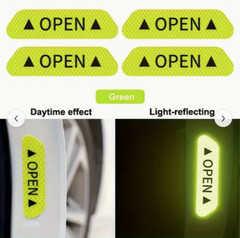 4pcs Reflective Door Stickers, Car Safety, Warning, Decal, family protection