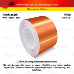 2″ Vinyl Pinstriping Pin Stripe Styling Tape Sticker 50mm CHROME BURNT-ORANGE