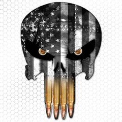 Subdued American Flag Punisher Skull Sticker Gun Bullet Bumper American Decal