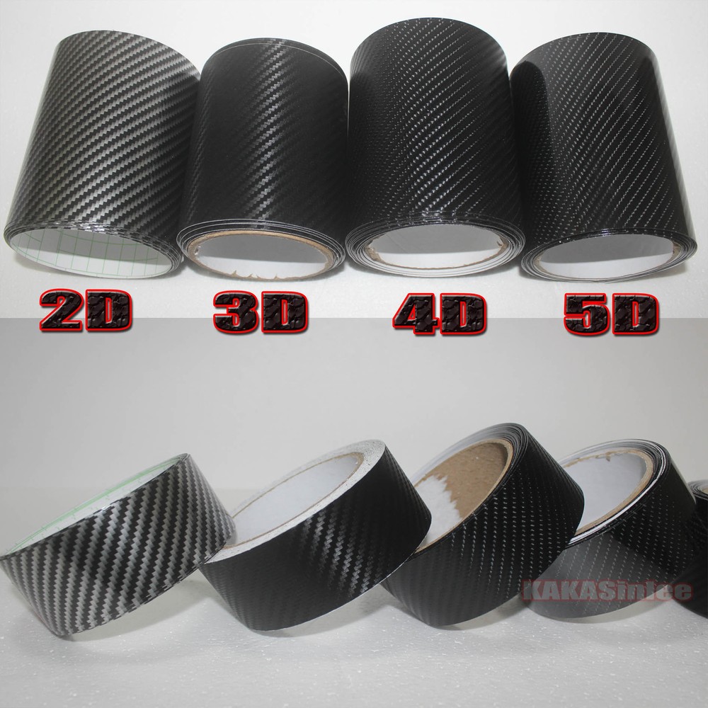 Tape Decal 2D 3D 4D 5D Texture Carbon Fiber Vinyl Wrap Car Sticker Strips Black