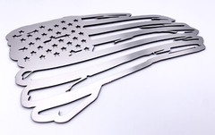 Distressed American Flag Decal Emblem – Brushed Stainless Steel (9″ x 5.5″)