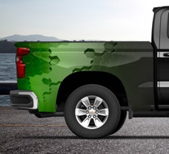 Green Hexagon Color Block Truck Wrap Vinyl Bed Side Graphic Decal Tailgate DSPS