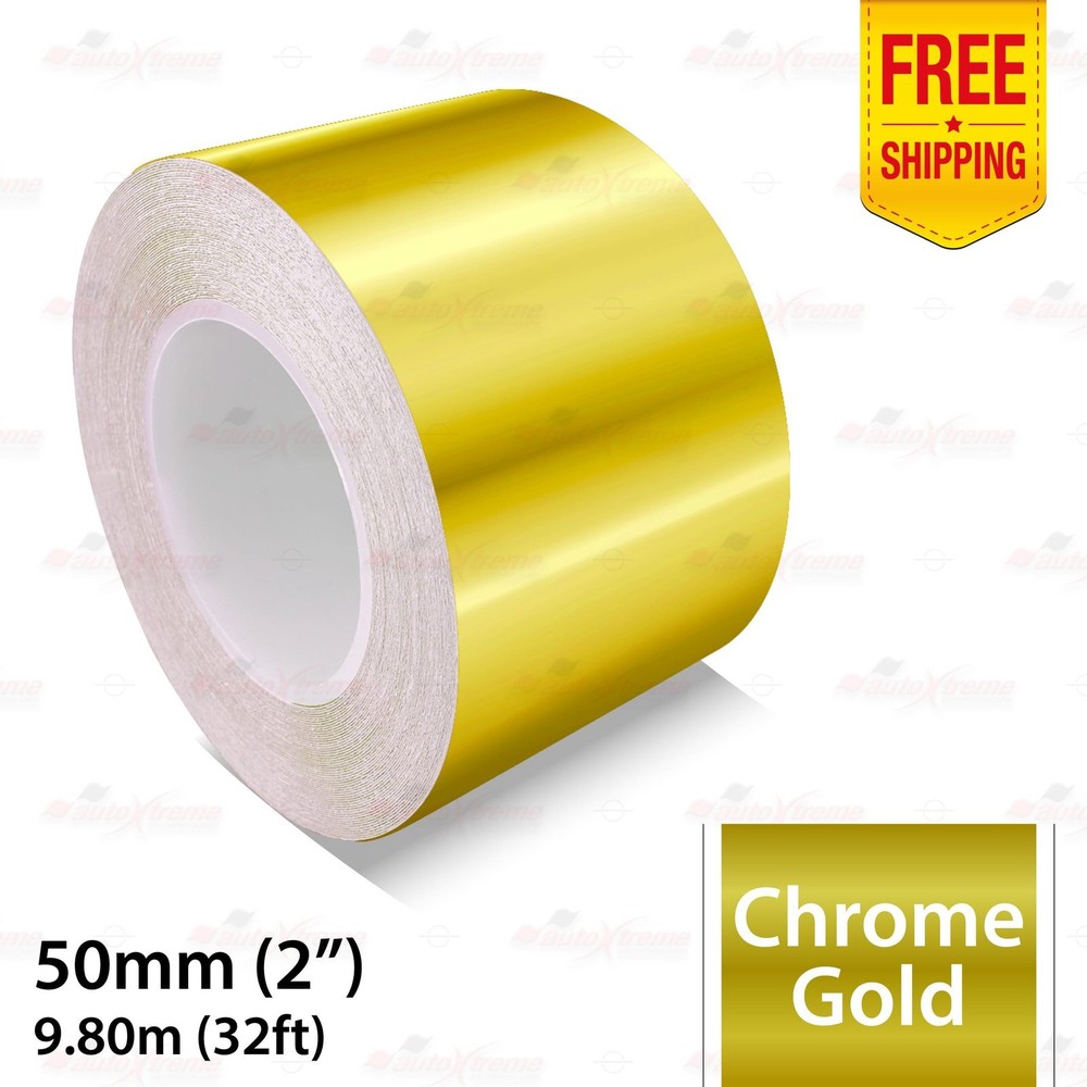 2″ 50mm PinStriping Pin Stripe Tape Styling Decal Vinyl Sticker CHROME GOLD
