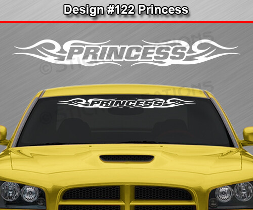 #122 Princess Decal Sticker Vinyl Graphic Windshield Window Tribal Swirl Banner
