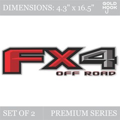 Gold Hook FX4 Off Road Decals Compatible with 4.3″ x 16.5″, F150, Black, Red