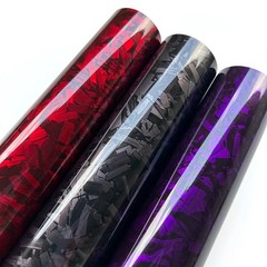 High Glossy Forged Carbon Fiber Vinyl Wrap Film Black Red Car Body Decal Sticker