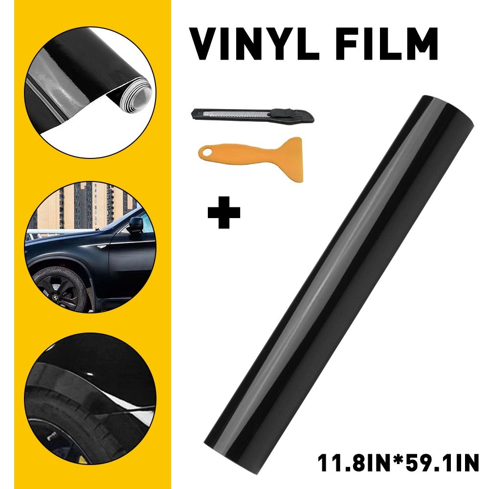 Black High Gloss Car Vinyl Wrap Sheet Film Sticker Air Release Bubble Free