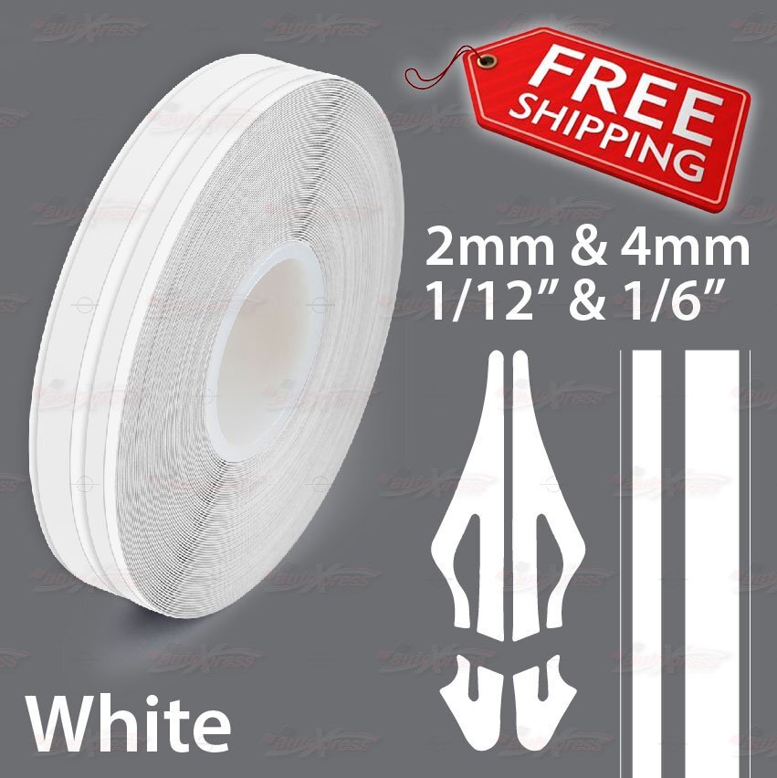 WHITE 12mm 1/2″ PIN STRIPE PinStriping Double Line Trim TAPE Decal Vinyl Sticker